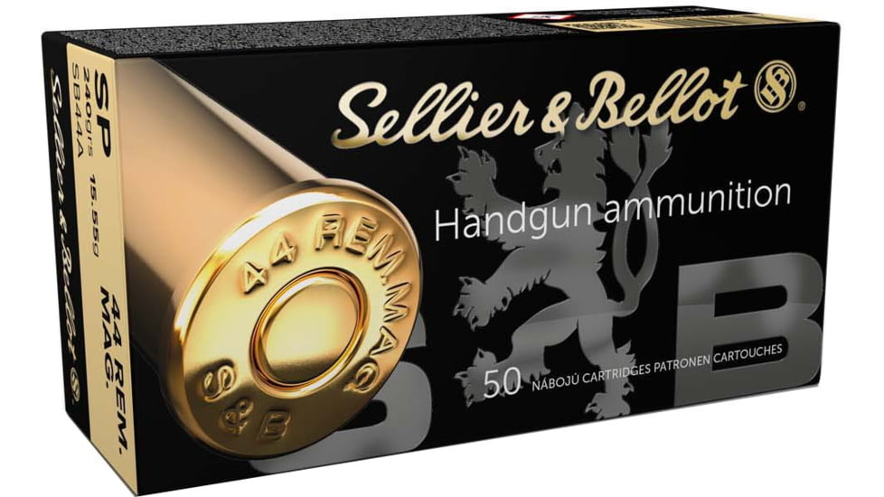 Sellier &amp; Bellot 44 Remington Magnum 240 Grain Soft Point Brass Cased Pistol Ammunition
