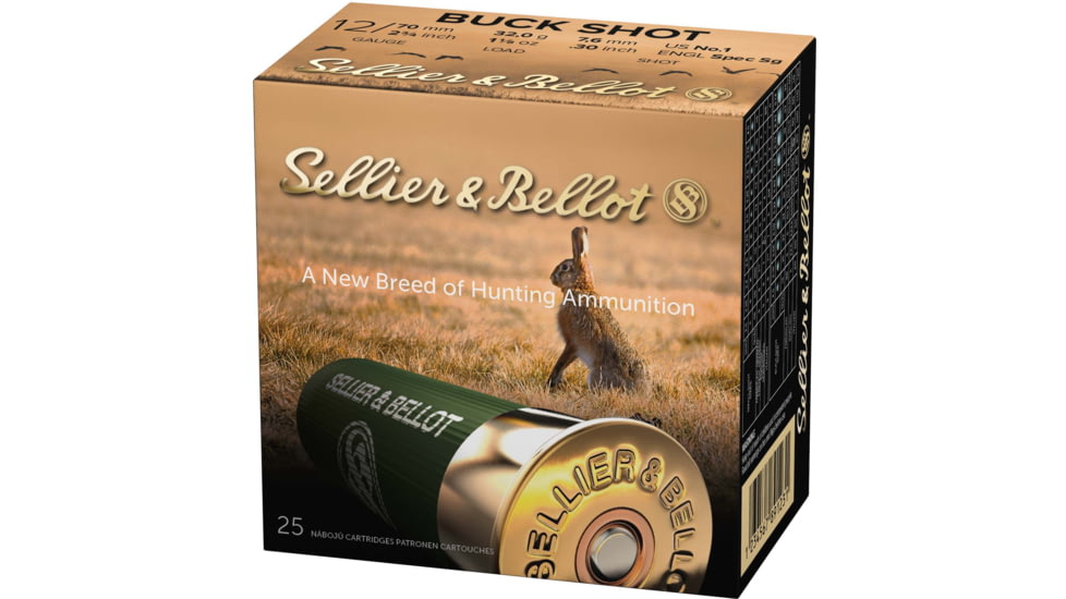Sellier &amp; Bellot SB 12 Gauge 12 Pellet 2.75in Shotgun #1 Buckshot Ammunition