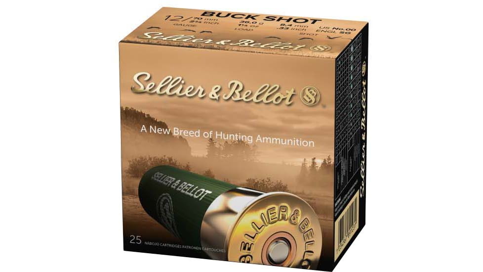 Sellier &amp; Bellot SB 12 Gauge 12 Pellet 2.75in Shotgun Buckshot Ammunition