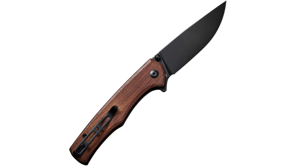 SENCUT Crowley Wood Folding Knife, 4.5in Closed, 3.5in Black Stonewash D2 Tool Steel Blade, Brown Wood Handle, Nylon Case, S21012-5