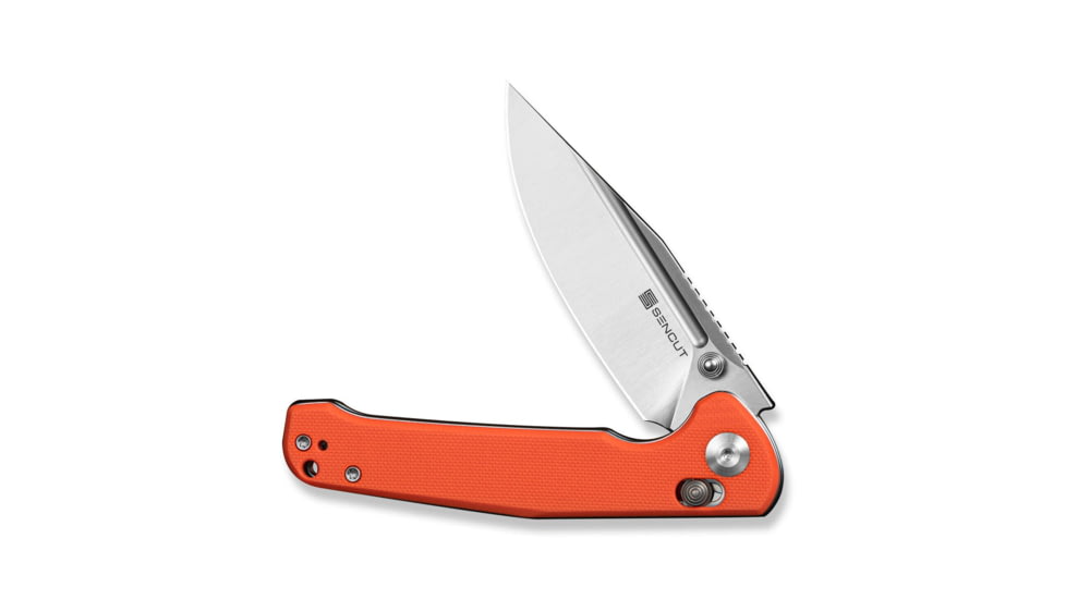 SENCUT Glenspar Thumb Stud &amp; Crossbar Lock Knife Orange G10 Handle 3.45inch Satin Finished 9cr18mov Blade