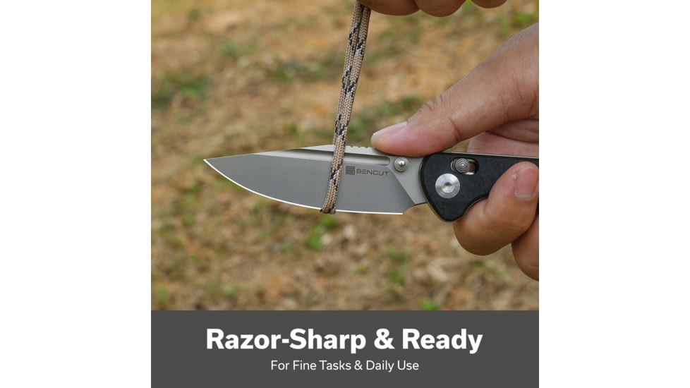 SENCUT Glenspar Thumb Stud &amp; Crossbar Lock Knife Black Shredded G10 Handle 3.45inch Stonewashed 9cr18mov Blade