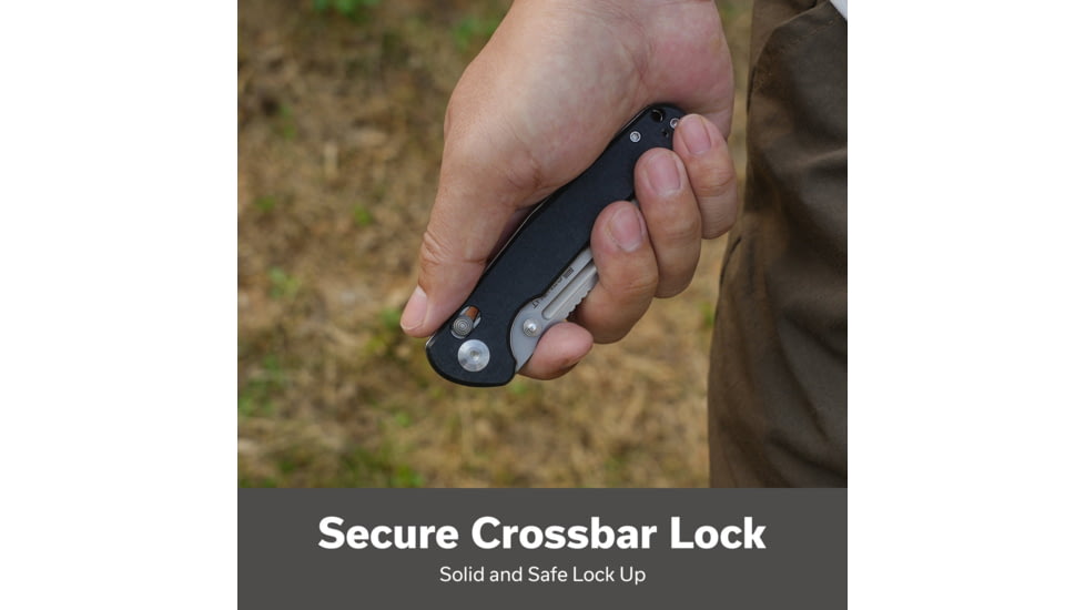 SENCUT Glenspar Thumb Stud &amp; Crossbar Lock Knife Black Shredded G10 Handle 3.45inch Stonewashed 9cr18mov Blade