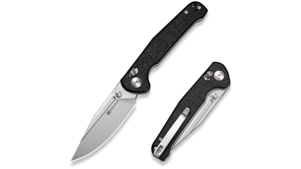 SENCUT Glenspar Thumb Stud &amp; Crossbar Lock Knife Black Shredded G10 Handle 3.45inch Stonewashed 9cr18mov Blade