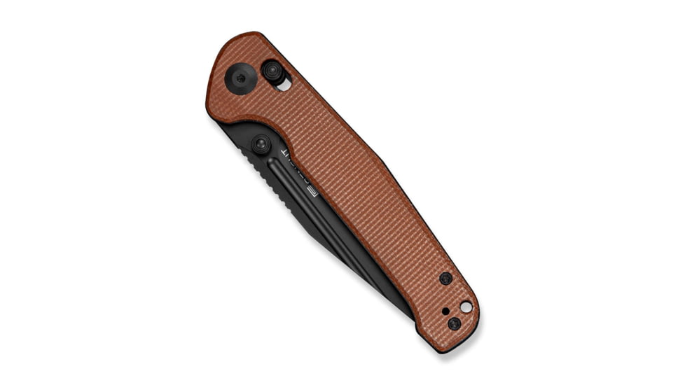 SENCUT Glenspar Thumb Stud &amp; Crossbar Lock Knife Brown Canvas Micarta Handle 3.45inch Black 9cr18mov Blade