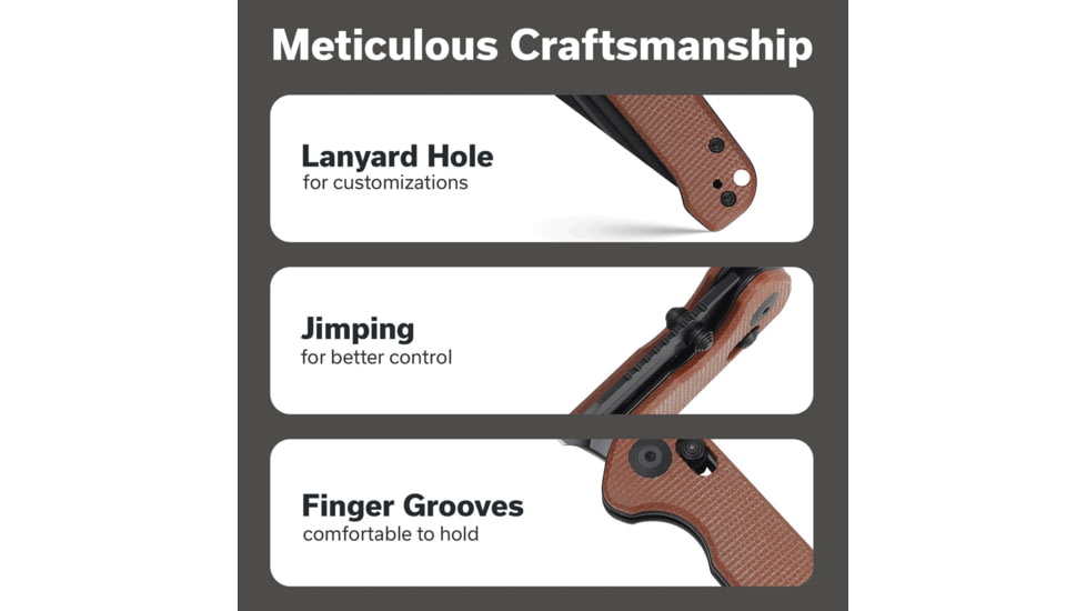 SENCUT Glenspar Thumb Stud &amp; Crossbar Lock Knife Brown Canvas Micarta Handle 3.45inch Black 9cr18mov Blade