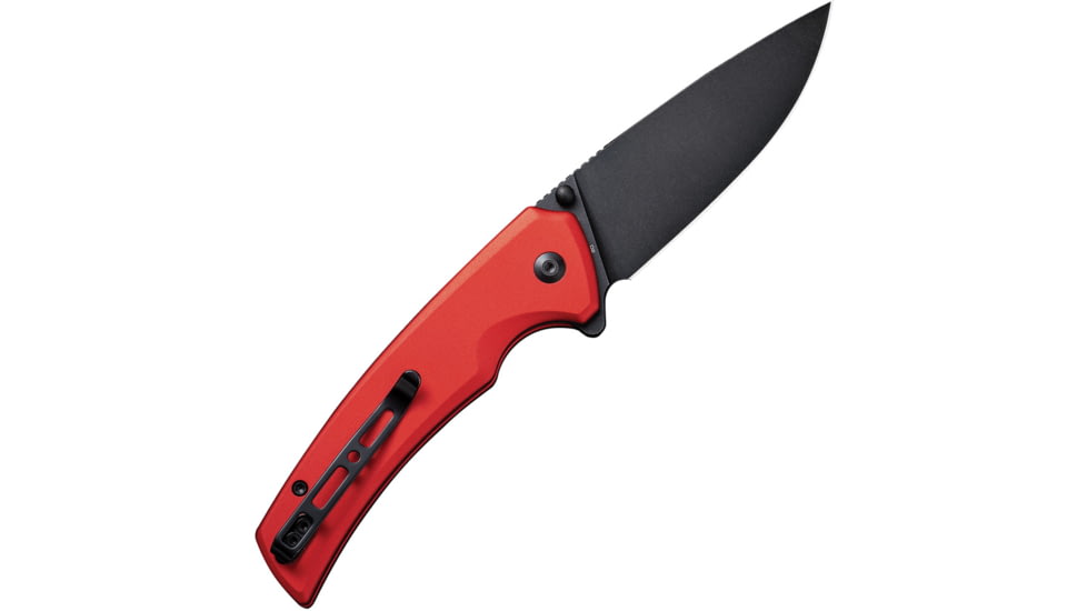 SENCUT Serene Red Folding Knife, 4.5in Closed, 3.5in Black Stonewash D2 Tool Steel Blade, Red Aluminum Handle, Nylon Case, S21022B-2
