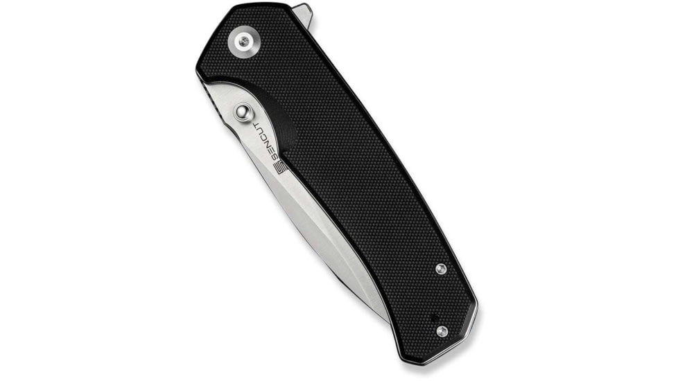 SENCUT Skarnax Flipper/thumb Stud Folding Knife 3.79inch Satin 9cr18mov Drop Point Plain Edge Blade, Black G10 Handle - S24025-1