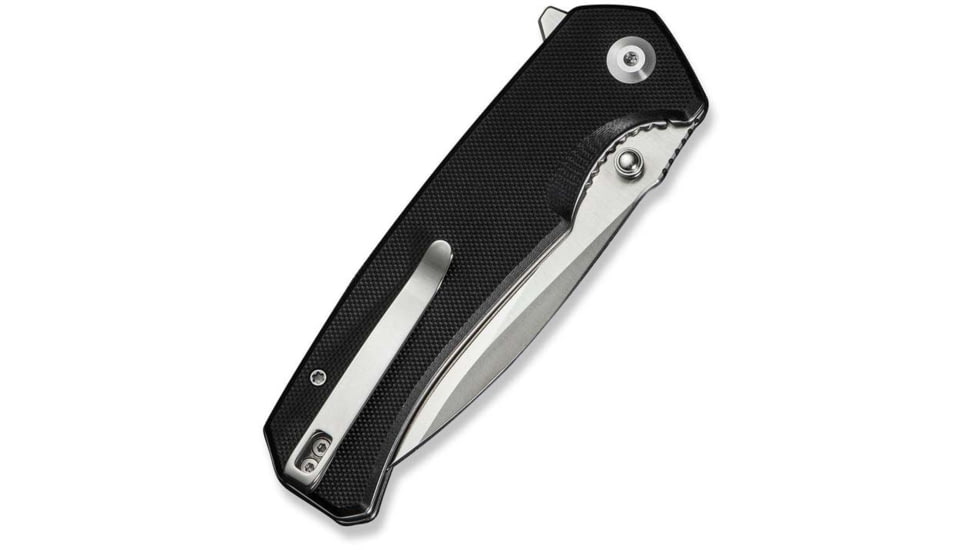 SENCUT Skarnax Flipper/thumb Stud Folding Knife 3.79inch Satin 9cr18mov Drop Point Plain Edge Blade, Black G10 Handle - S24025-1