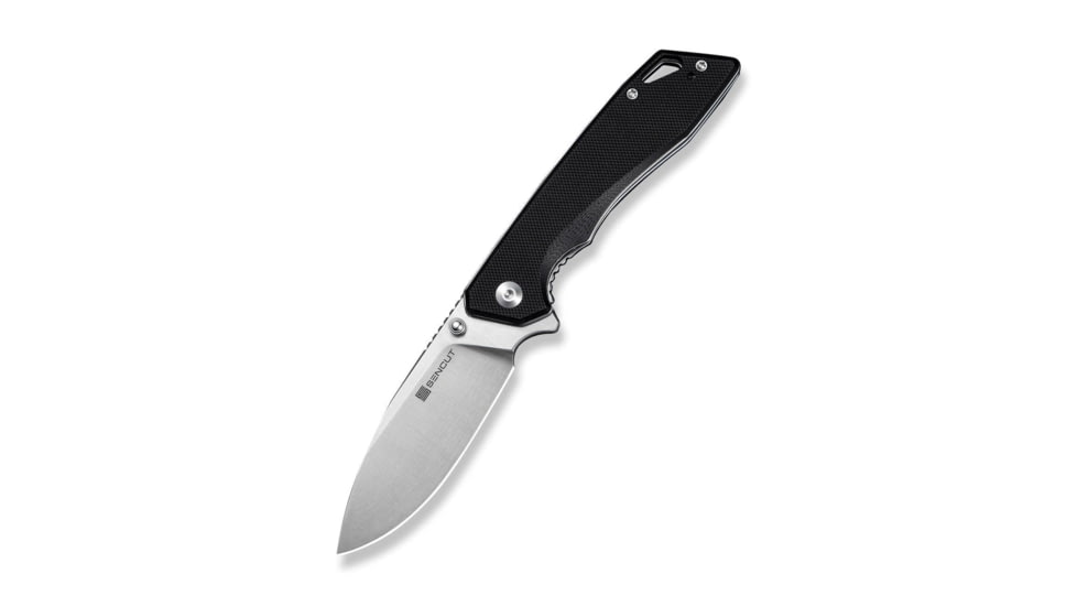 SENCUT Stratex Flipper &amp; Thumb Stud Knife Black G10 Handle 3.17inch Satin Finished 9cr18mov Blade