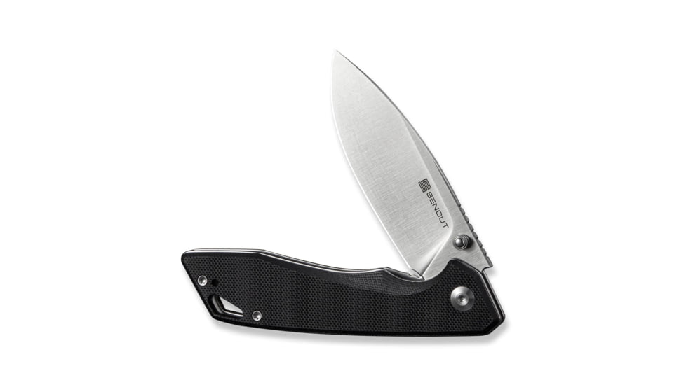 SENCUT Stratex Flipper &amp; Thumb Stud Knife Black G10 Handle 3.17inch Satin Finished 9cr18mov Blade
