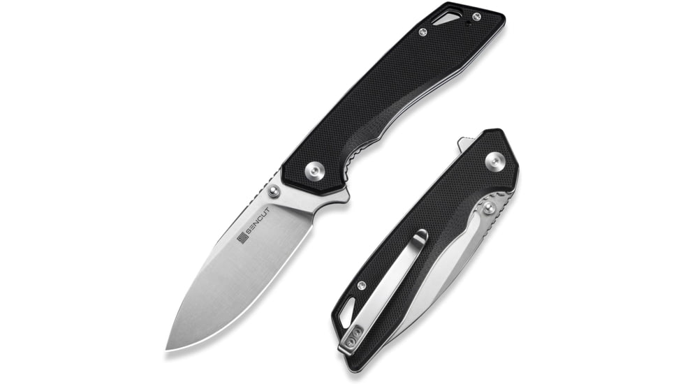 SENCUT Stratex Flipper &amp; Thumb Stud Knife Black G10 Handle 3.17inch Satin Finished 9cr18mov Blade