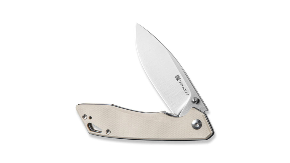 SENCUT Stratex Flipper &amp; Thumb Stud Knife Ivory G10 Handle 3.17inch Satin Finished 9cr18mov Blade