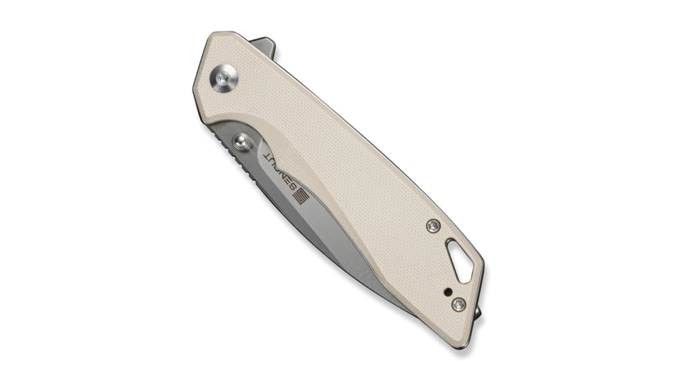 SENCUT Stratex Flipper &amp; Thumb Stud Knife Ivory G10 Handle 3.17inch Satin Finished 9cr18mov Blade