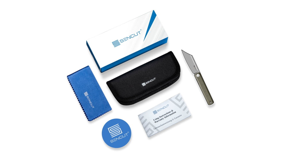 SENCUT Stratex Flipper &amp; Thumb Stud Knife Ivory G10 Handle 3.17inch Satin Finished 9cr18mov Blade