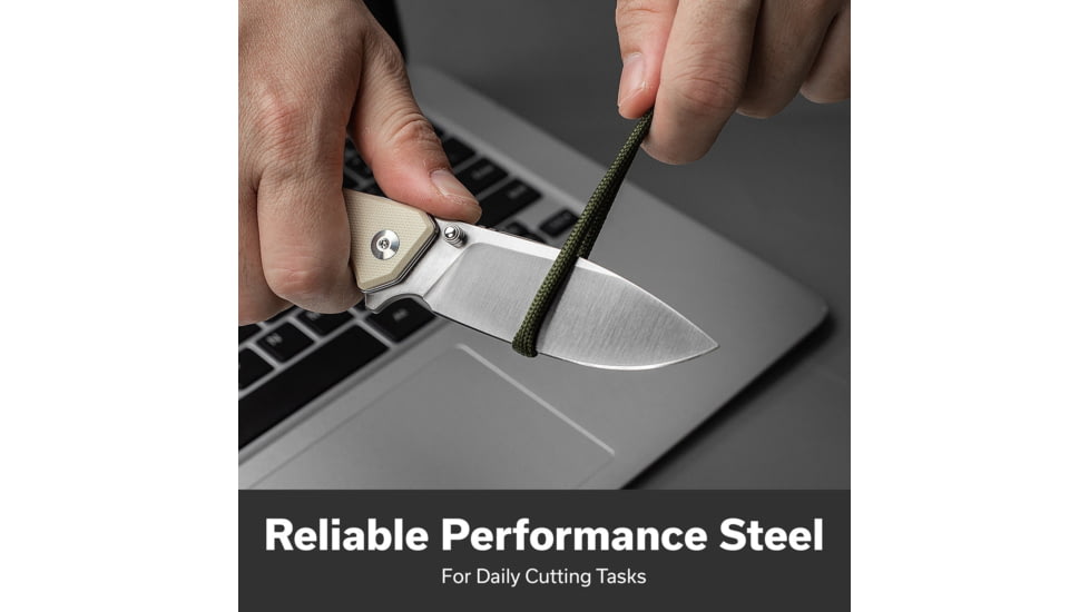 SENCUT Stratex Flipper &amp; Thumb Stud Knife Ivory G10 Handle 3.17inch Satin Finished 9cr18mov Blade