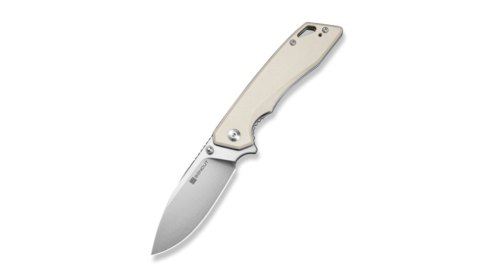 SENCUT Stratex Flipper &amp; Thumb Stud Knife Ivory G10 Handle 3.17inch Satin Finished 9cr18mov Blade
