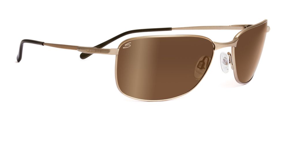 Serengeti Agata Sunglasses - Satin Gold Frame, Drivers Gold Polarized Lenses 7581