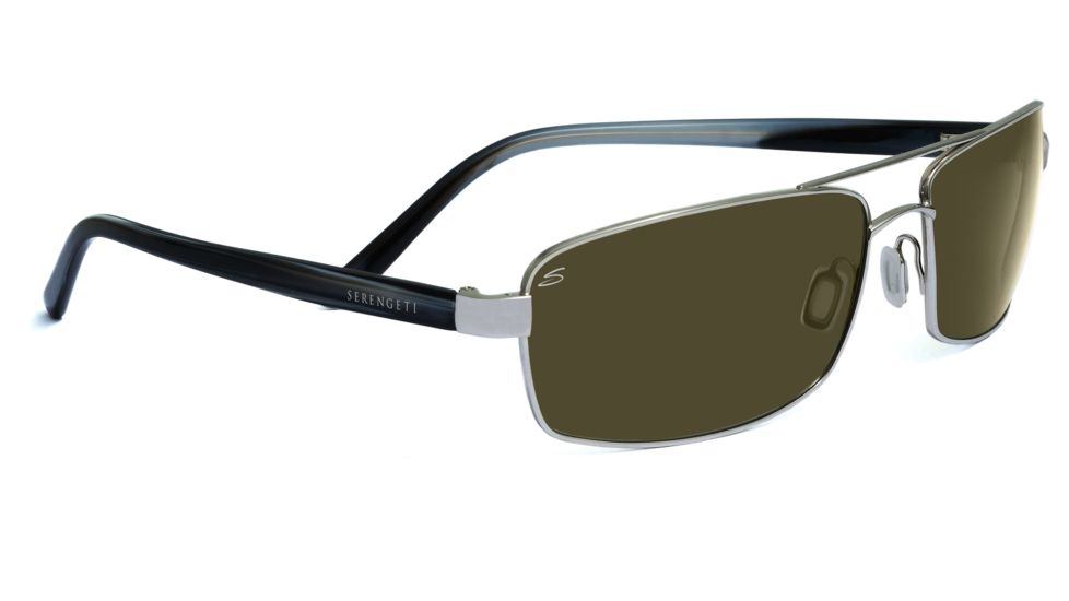 Serengeti Trapani Sunglasses - Satin Black/Gray Stripe Frame, 555nm Polarized Lenses 7597