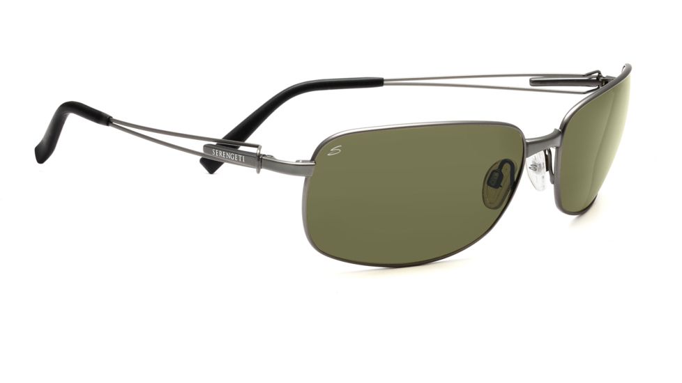 Serengeti San Remo Sunglasses - Shiny Gunmetal/Gray Stripe Frame, Drivers Polarized Lenses 7607