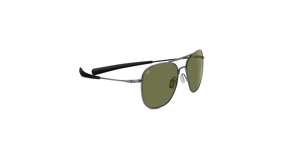 Serengeti Aerial Sunglasses, Shiny Hematite Frame, Polarized 555nm Lens, 7978