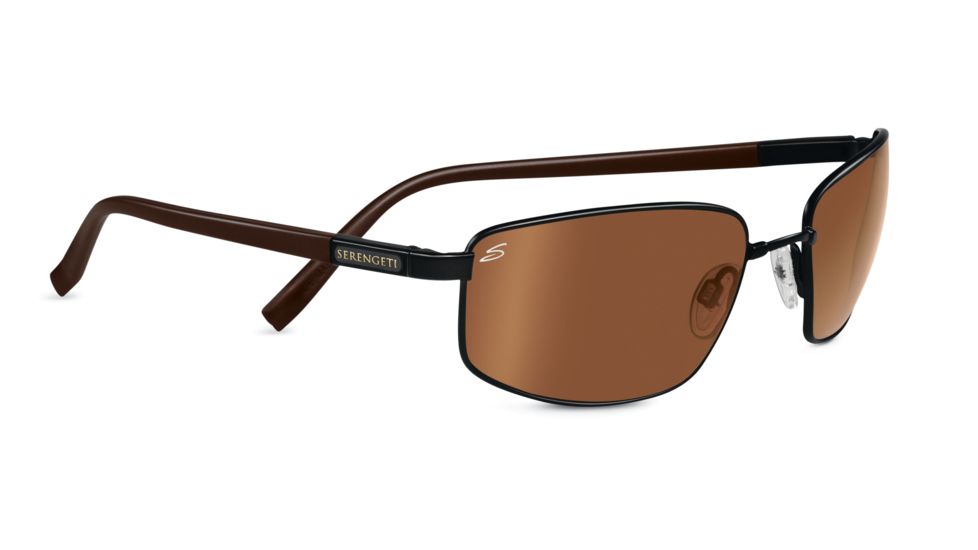 Serengeti Agazzi Sunglasses - Satin Dark Brown Frame, Polar PhD Drivers Gold Lenses 7565