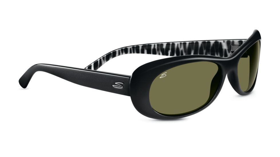 Serengeti Bella Sunglasses - Shiny Black Zebra Frame, 555nm Polarized Lenses 7629