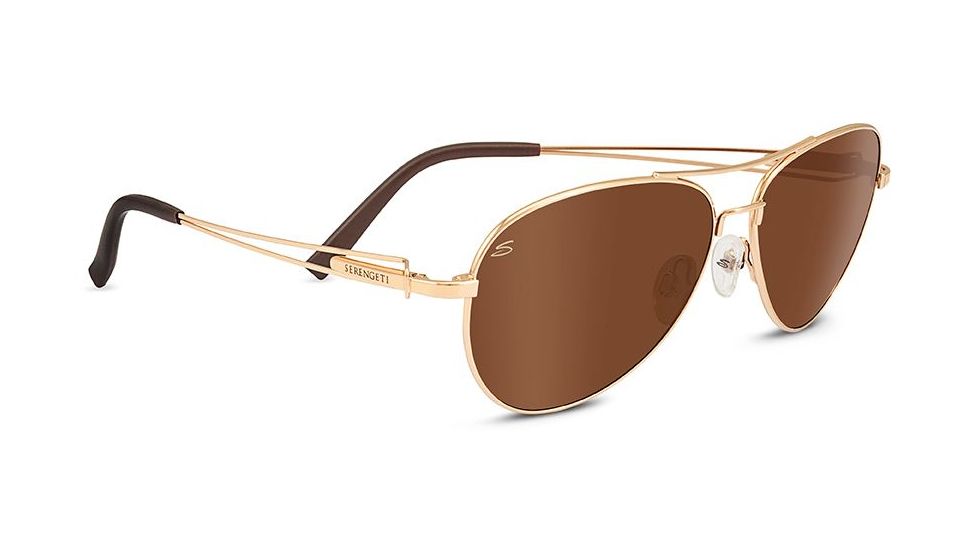 Serengeti Brando Single Vision Prescription Sunglasses, Shiny Bold Gold Frame, 8456SV