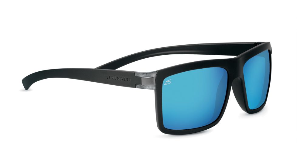 Serengeti Brera Sunglasses, Sanded Black / Matte DarkGunmetal Frame, Polarized 555nm Blue Lenses, 8210