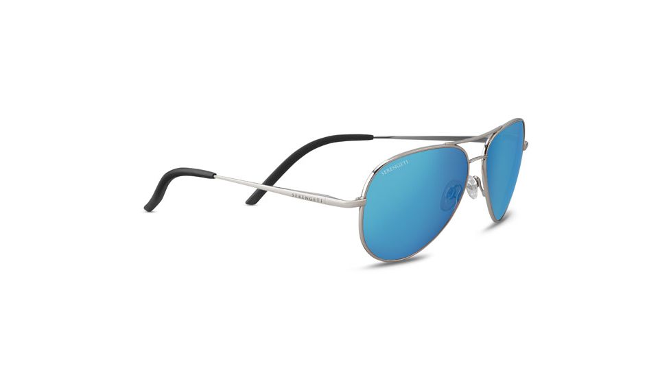 Serengeti Carrara Small, Polarized 555nm Blue, Aviator , Unisex, Shiny Silver, Small 8553