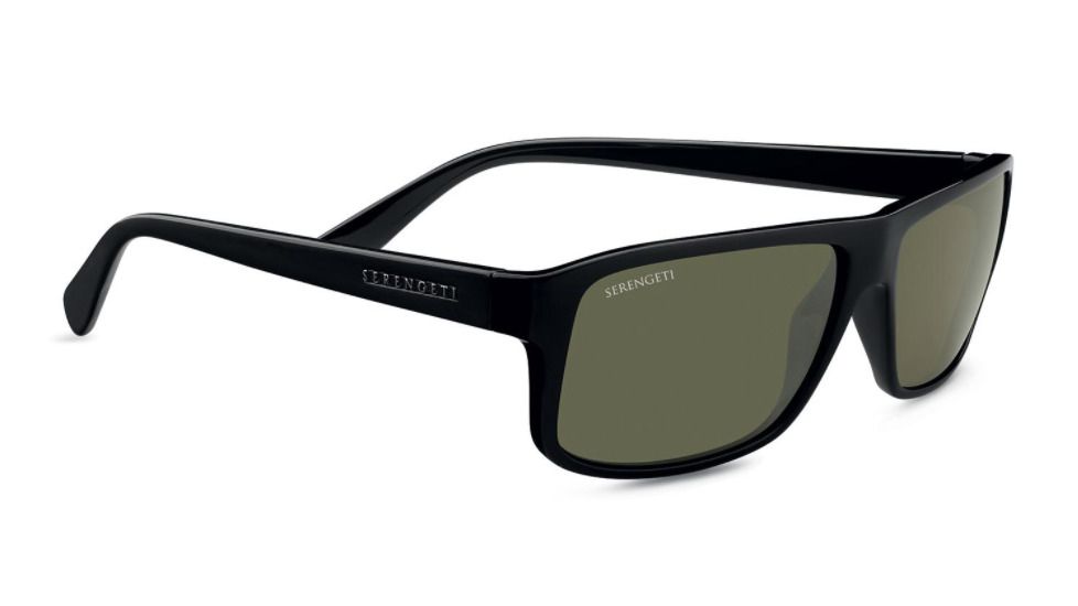 Serengeti Claudio Single Vision Prescription Sunglasses, Shiny Black Frame, Polarized, Photochromic, 7949SV