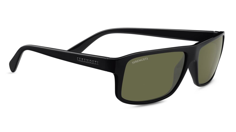 Serengeti Claudio Sunglasses, Shiny Black Frame, Polarized 555nm Lens, 7949