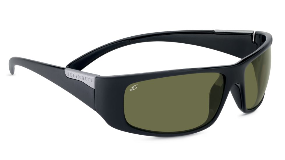 Serengeti Fasano Sunglasses - Shiny Satin Black Frame and Polar PhD 555nm Lens 7750