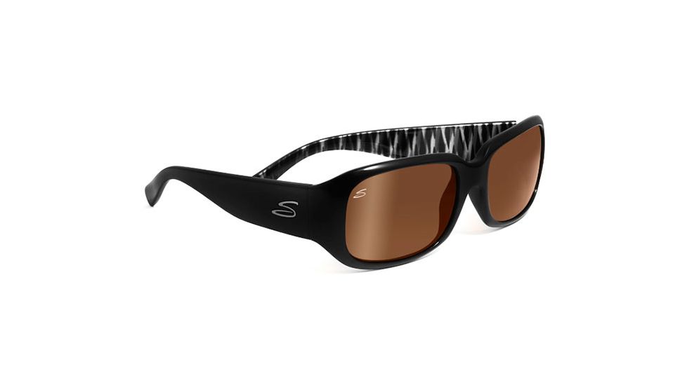 Serengeti Giuliana Sunglasses - Shiny Black Zebra Frame, Drivers Gold Polarized Lenses 7708