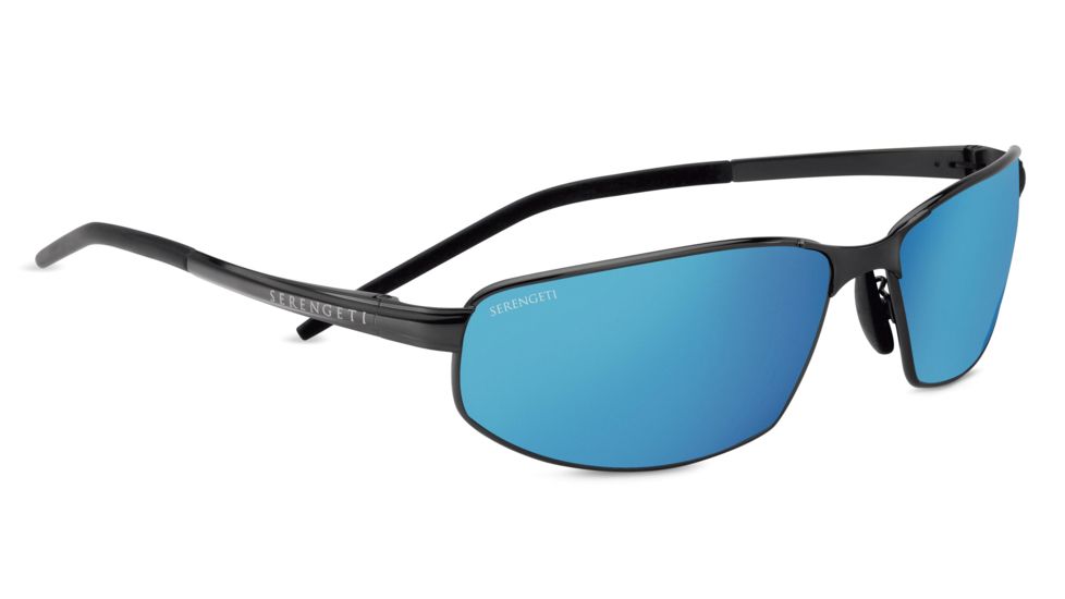 Serengeti Granada Sunglasses, Satin Black Frame, Polarized 555nm Blue Lens, 8260