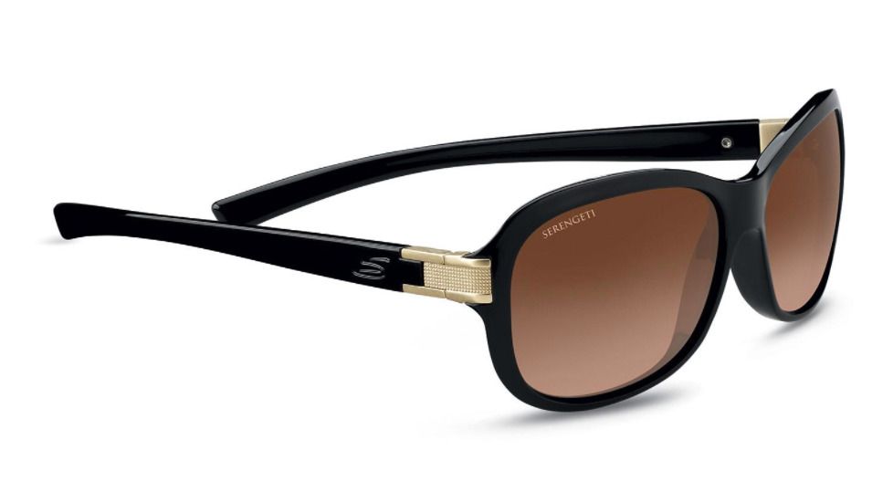 Serengeti Isola Progressive Prescription Sunglasses, Shiny Black / Satin Brass Frame, Polarized, Photochromic, 8578PR
