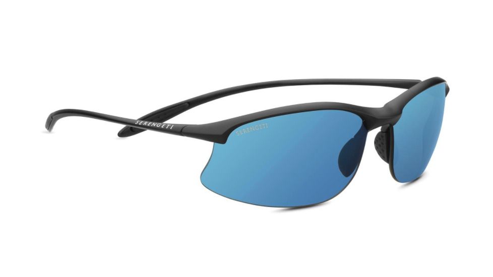 Serengeti Maestrale Sunglasses, Satin Black, Polarized 555NM Blue, 8696