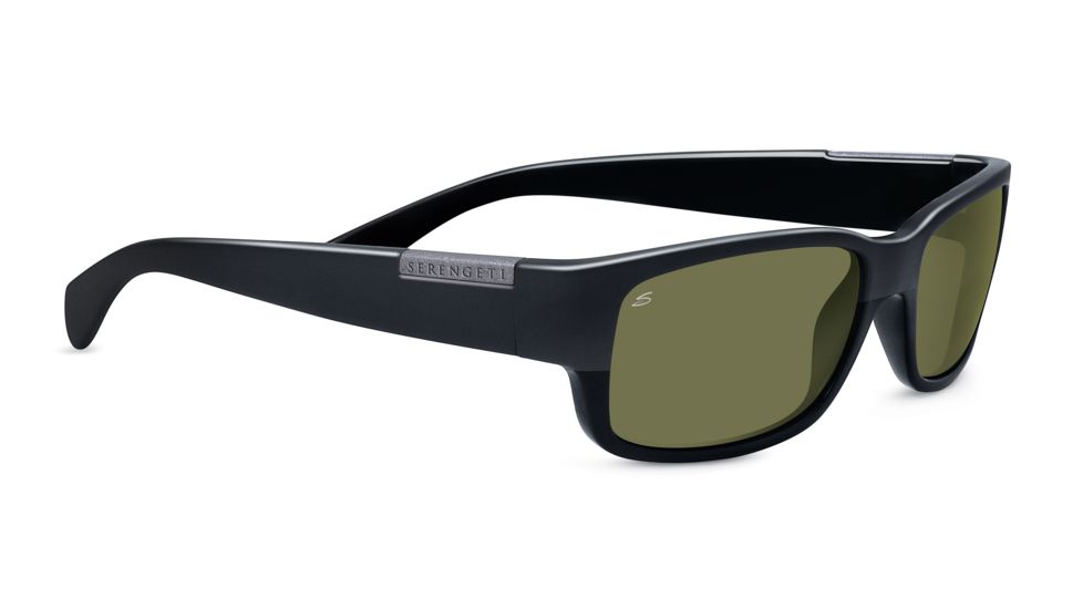 Serengeti Merano Sunglasses, Classic Shiny / Matte Black Frame, Polarized 555nm 7995