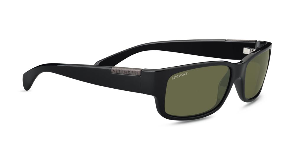 Serengeti Merano Sunglasses, Shiny Black Frame, 555nm Polarized Lens 7239