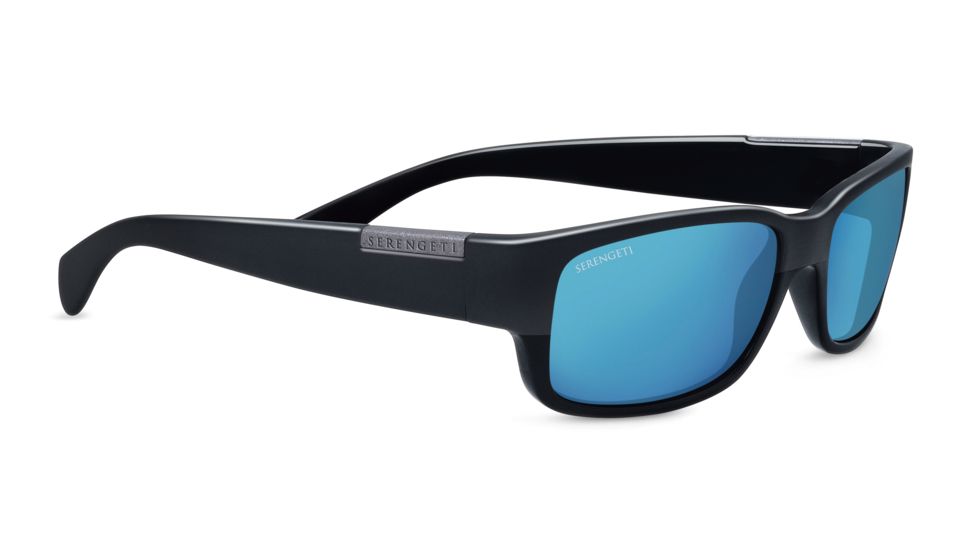 Serengeti Merano Sunglasses, Satin /Shiny Black Frame, Polarized 555nm Blue  Lens, 8267