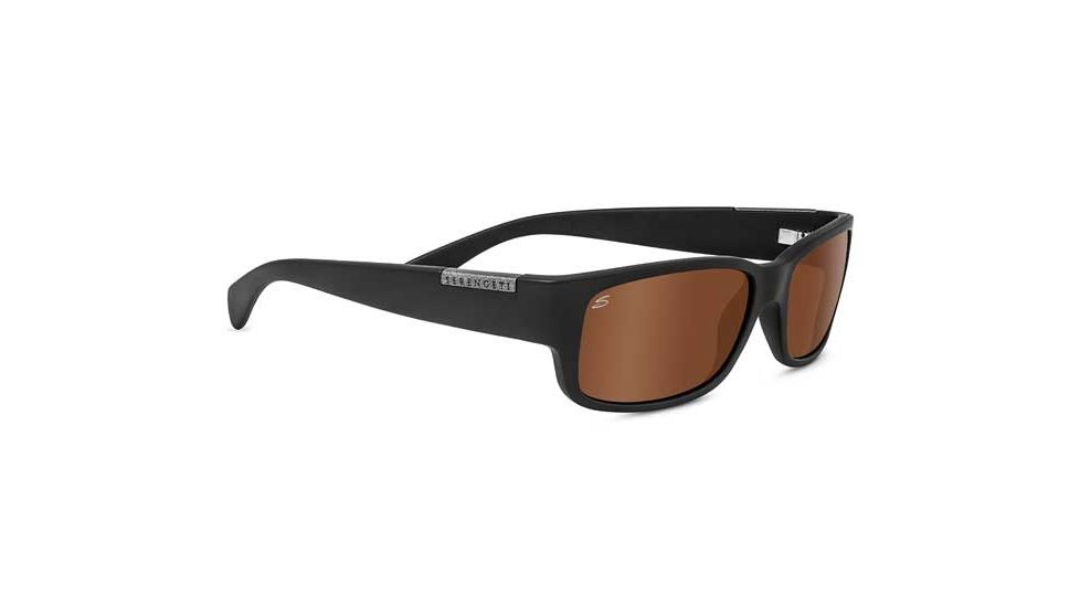 Serengeti Merano Sunglasses, Satin Black, Polarized Drivers Gold 8437