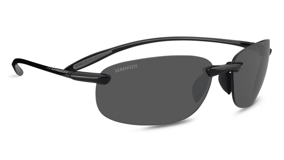 Serengeti Nuvino Sunglasses, Shiny Black Frame, Polarized PhD CPG Lens 7318