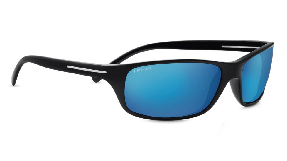 Serengeti Pisa Sunglasses, Shiny Black Frame, Polarized 555nm Blue  Lens, 8272