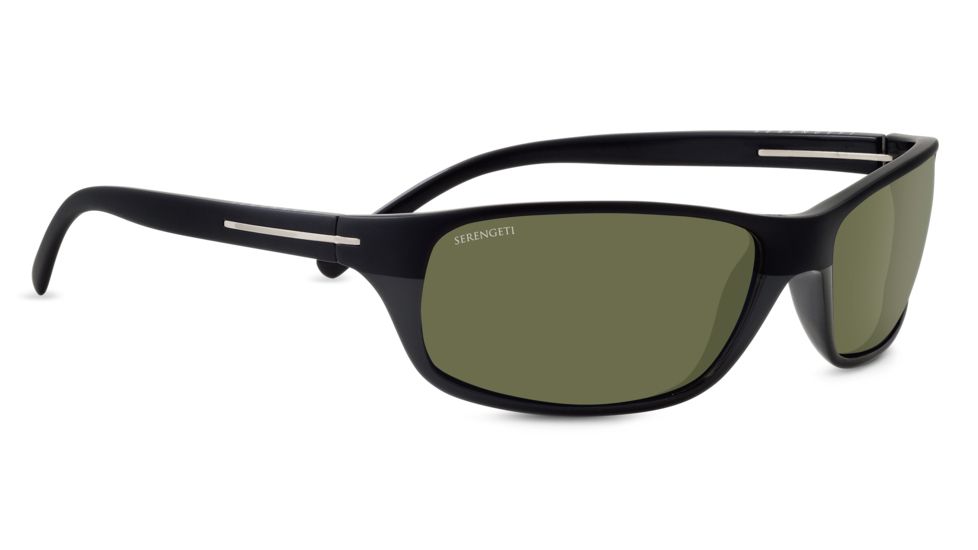 Serengeti Pisa Sunglasses, Satin/Shiny Black Frame, Polarized 555nm Lens, 8279