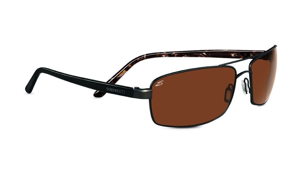 Serengeti San Remo Single Vision Prescription Sunglasses, Satin Dark Brown / Black Tortoise Frame-7609SV