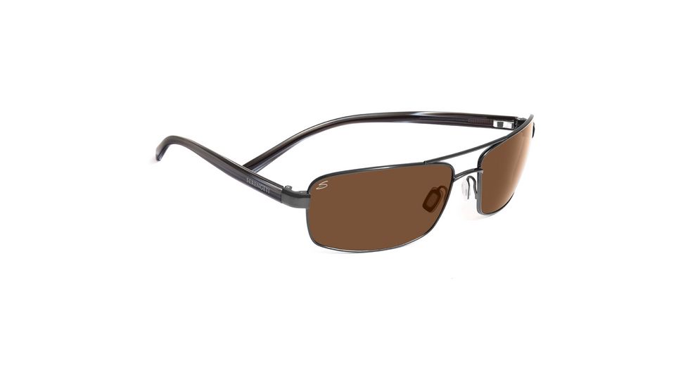 Serengeti San Remo Single Vision Prescription Sunglasses, Shiny Gunmetal/Grey Stripe Frame-7608SV