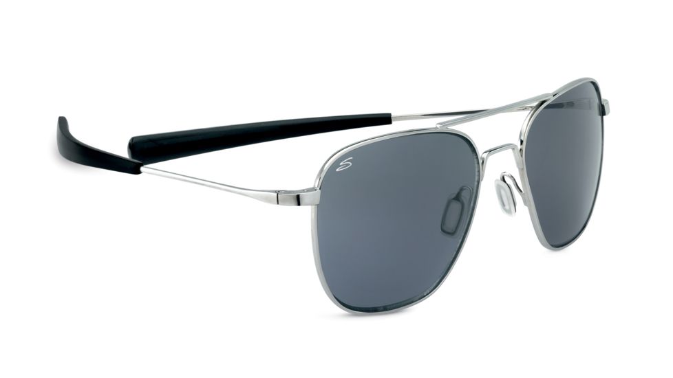 Serengeti Sortie Sunglasses,Shiny Silver Frame,555nm Square Lens 7844