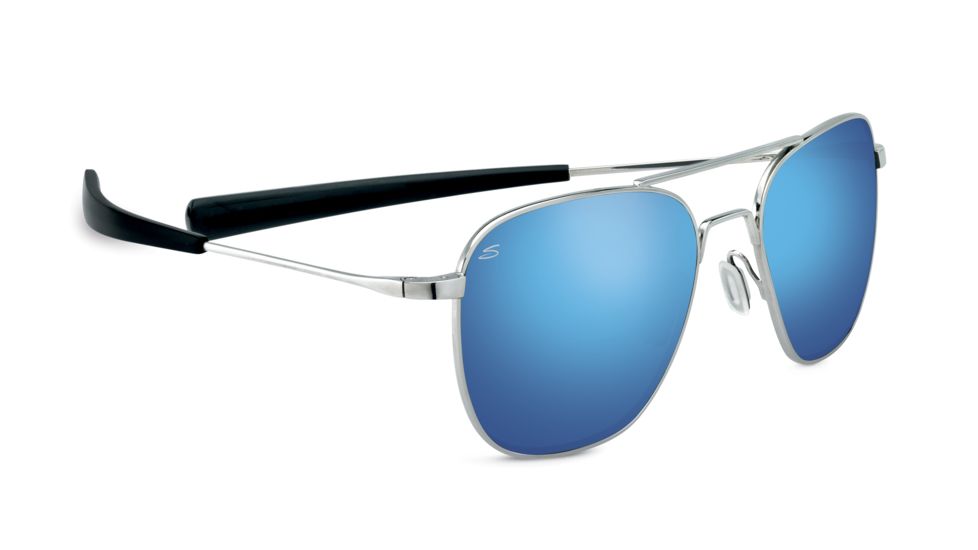 Serengeti Sortie Sunglasses, Shiny Silver Frame, Polarized 555nm Blue  Lens, 8282