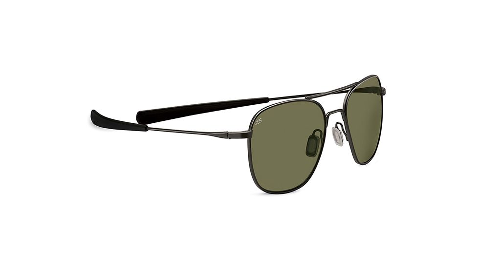Serengeti Sortie Sunglasses, Pilot Satin Black Frame, 555nm Lens 7980