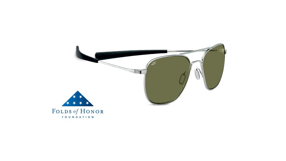 Serengeti Sortie Sunglasses, Pilot Shiny Silver Frame, 555nm Lens 7844FOH